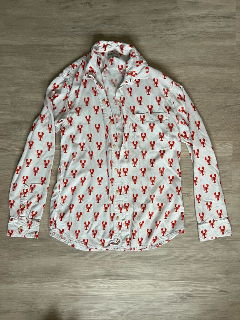 Kenny Flowers Lobster Wood Button Down Shirt Organic Lightweight Size Large L